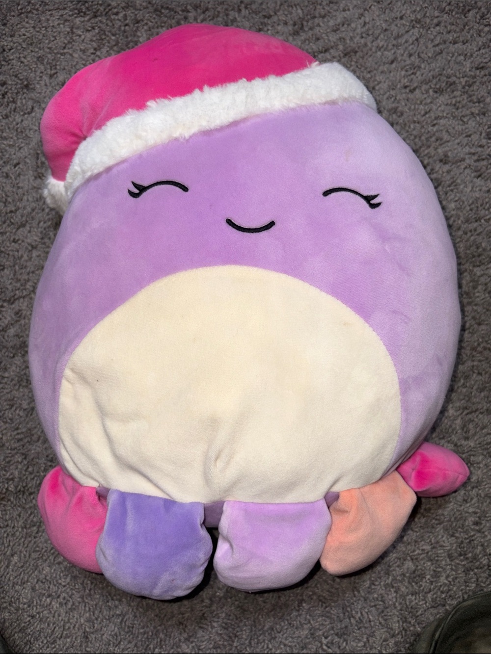 Squishmallows Beula 2023 Christmas Plush Octopus Pillow with Pink Santa Hat